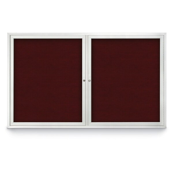 96"x48" 2-Door Enclosed Outdoor Letterboard, Burgundy/Satin